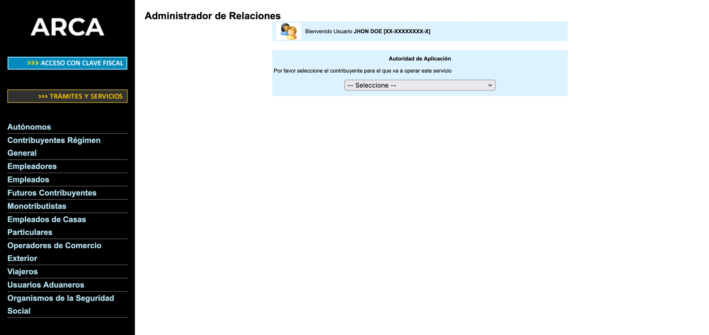 Administrador de Relaciones de Clave Fiscal