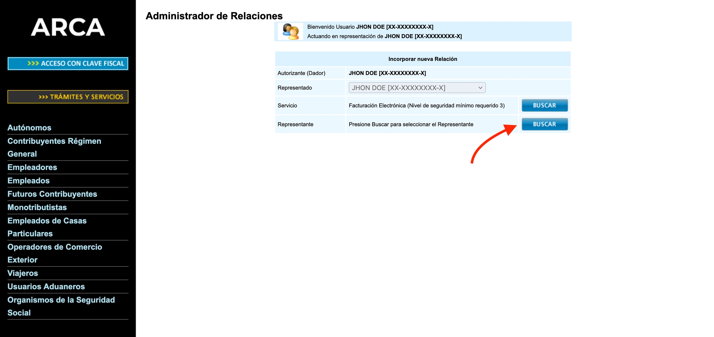 Administrador de Relaciones de Clave Fiscal