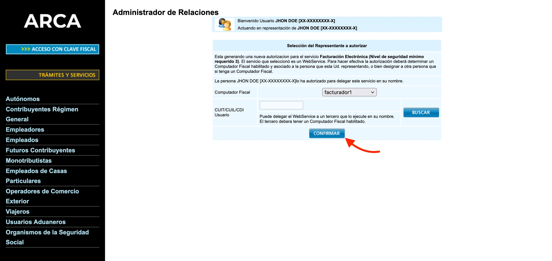 Administrador de Relaciones de Clave Fiscal