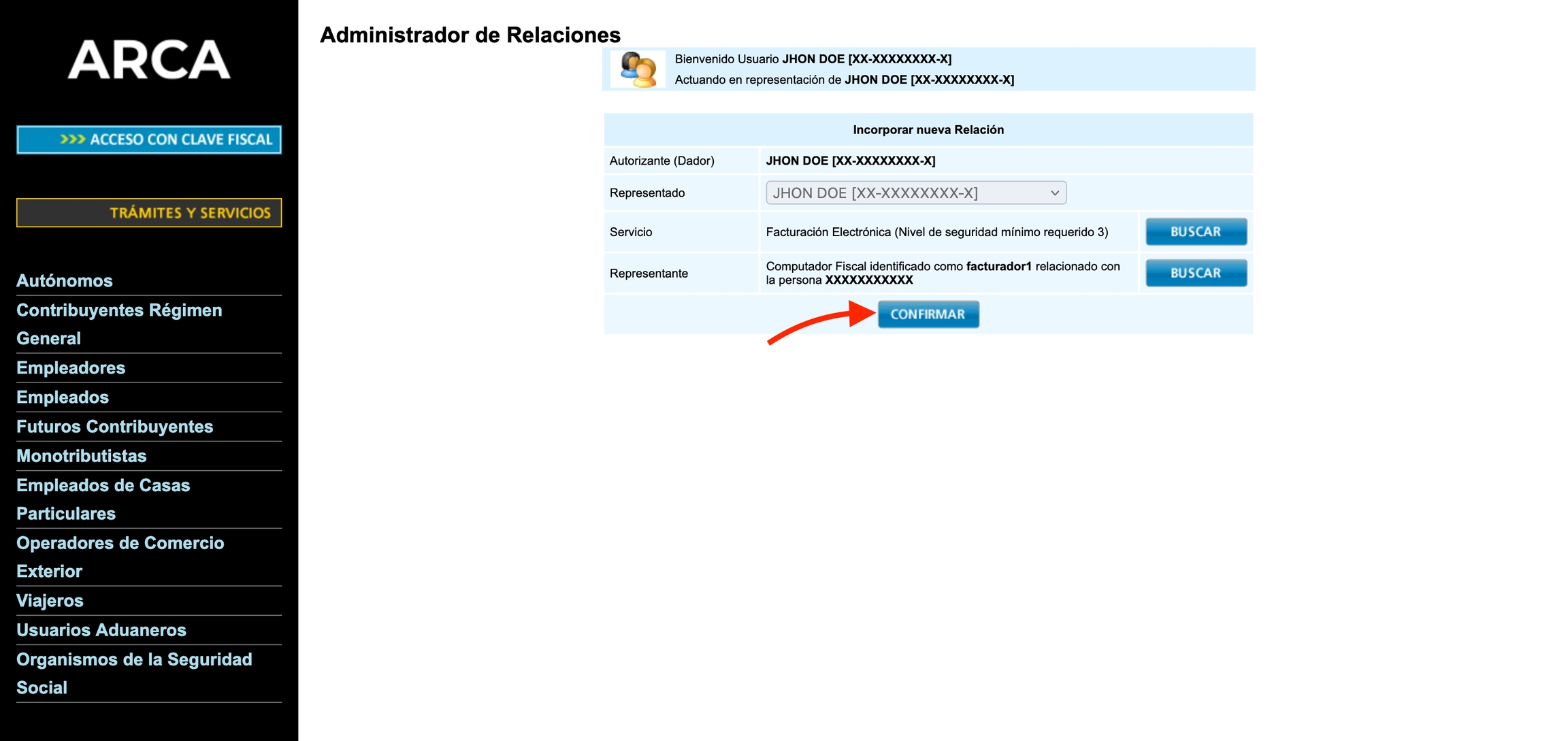 Administrador de Relaciones de Clave Fiscal