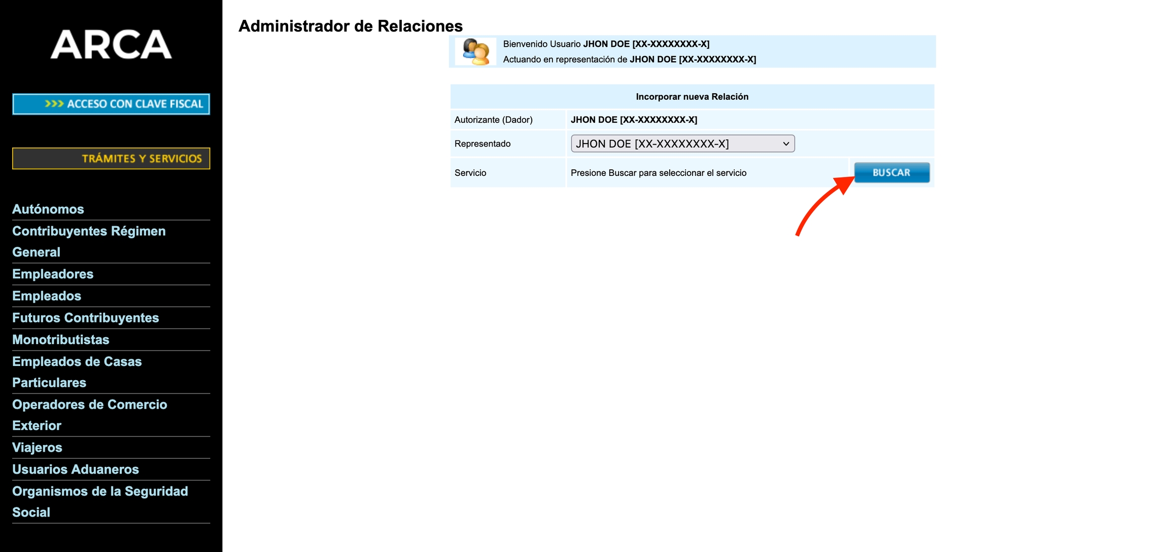 Administrador de Relaciones de Clave Fiscal
