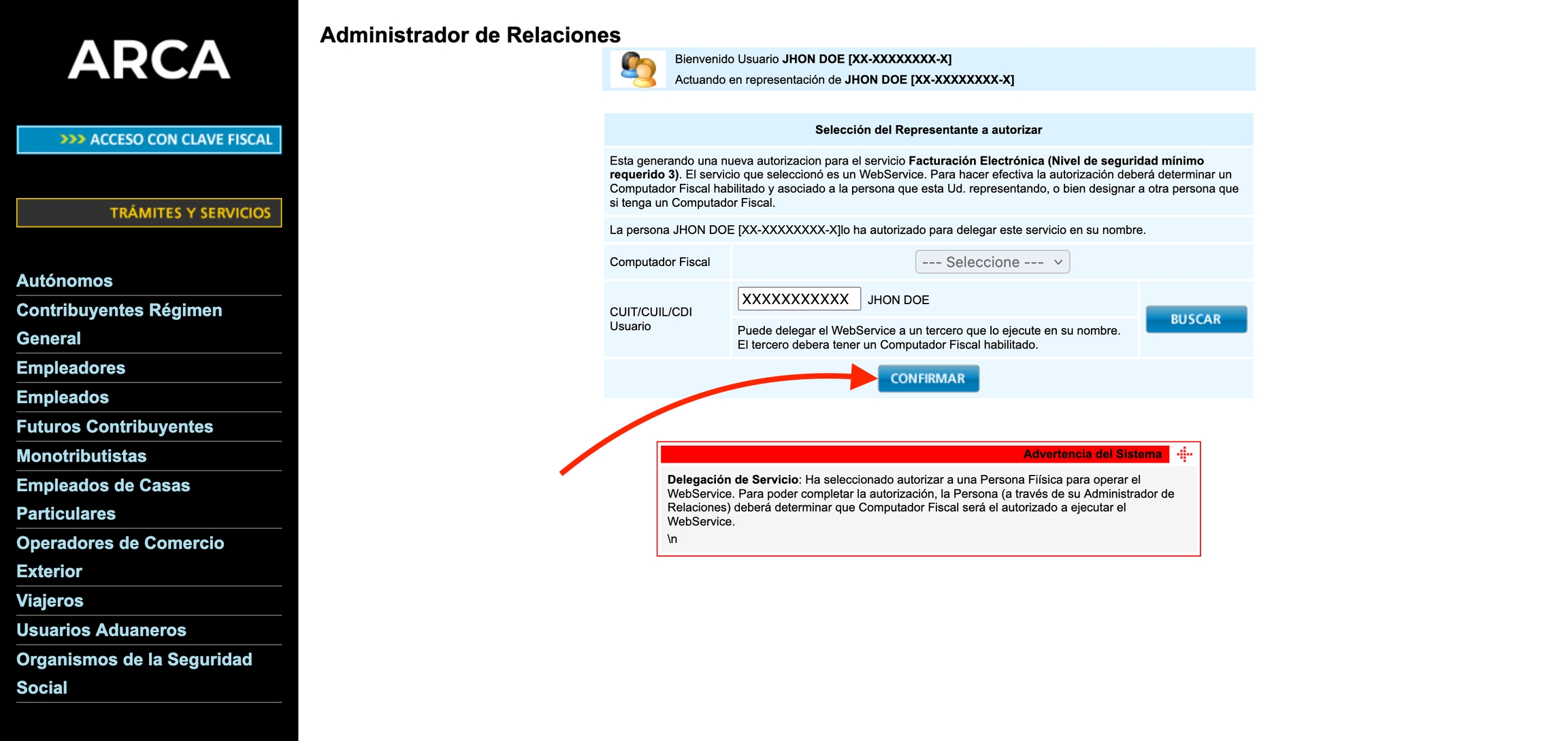 Administrador de Relaciones de Clave Fiscal