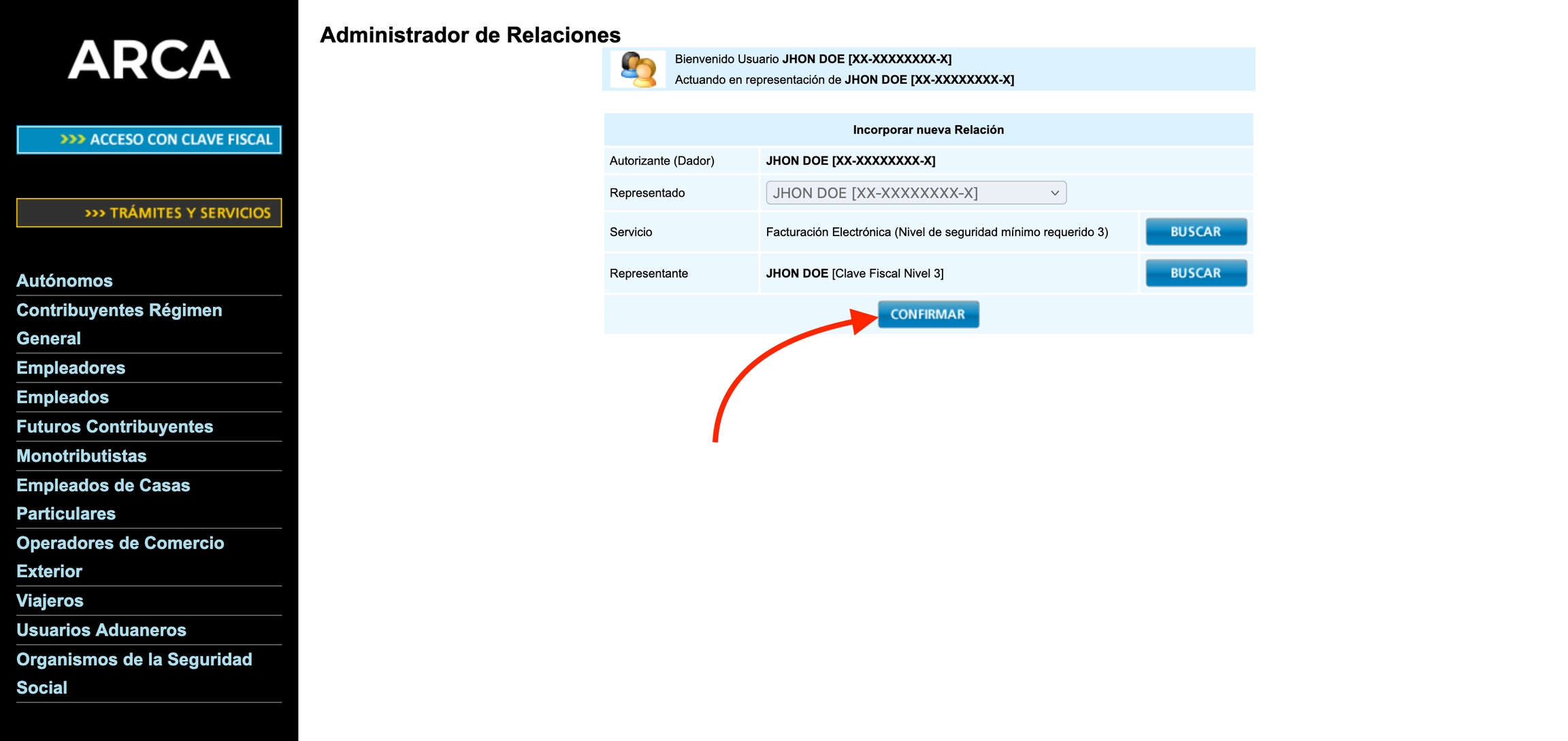 Administrador de Relaciones de Clave Fiscal